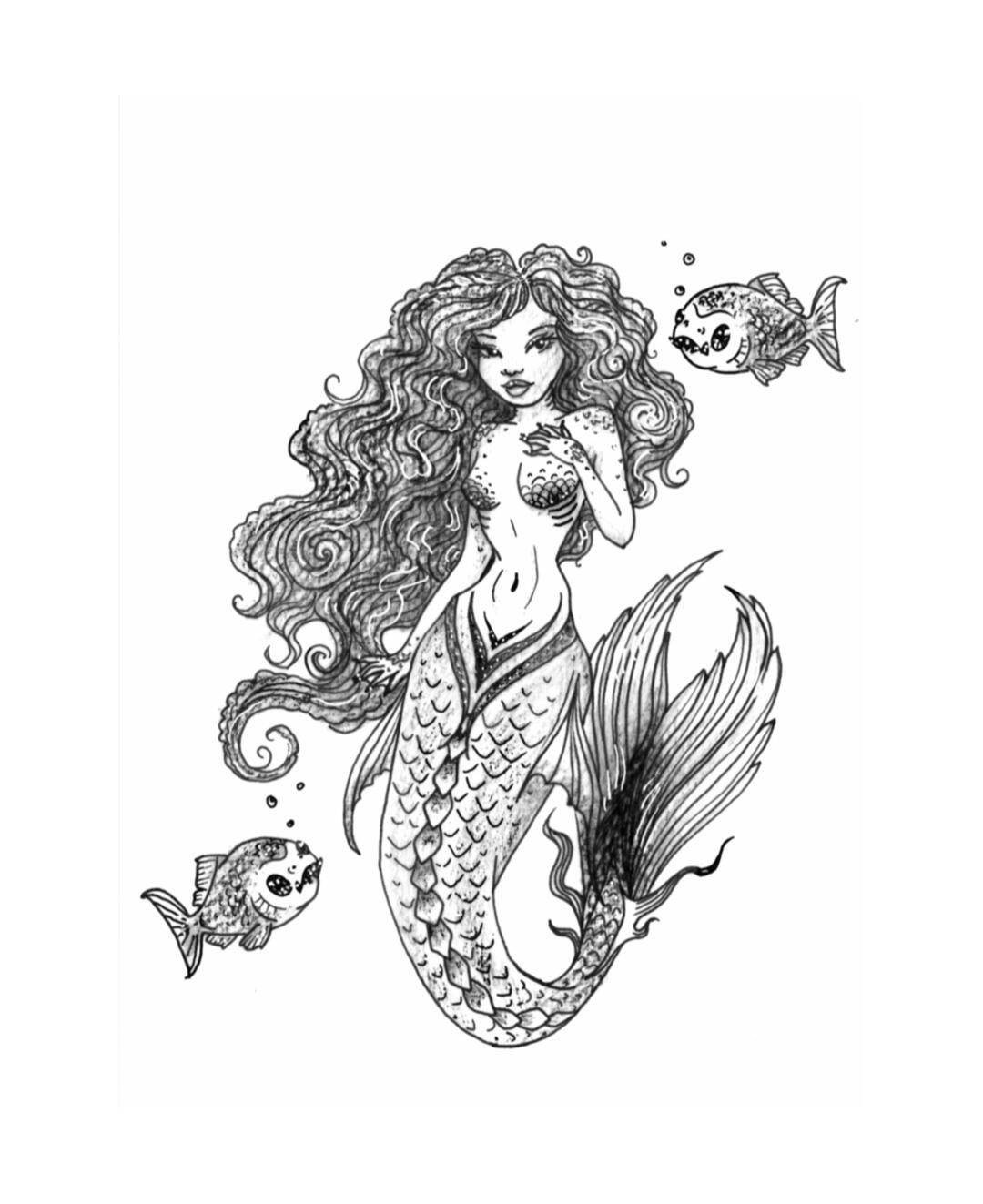 Mermaid and piranhas